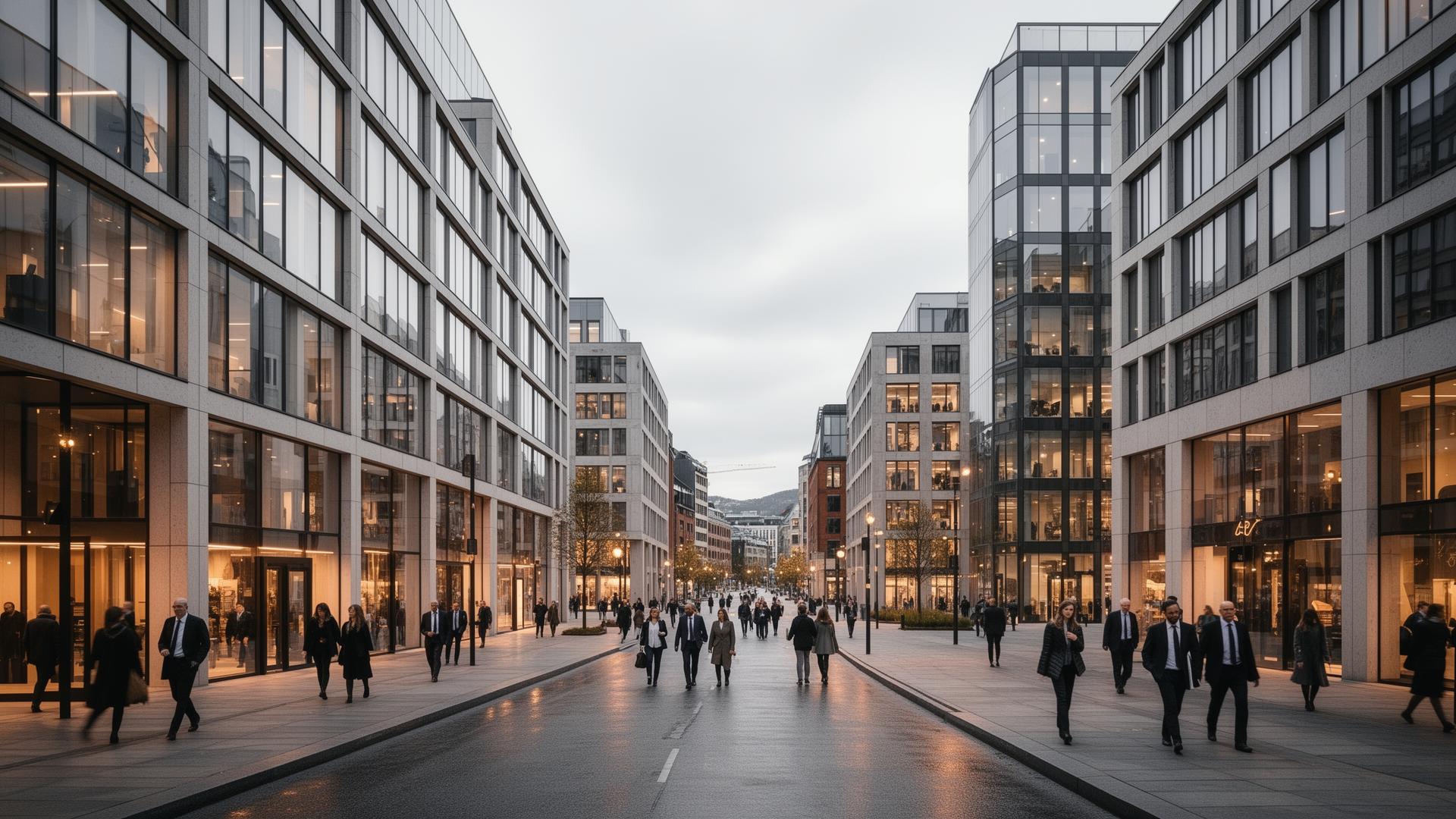 Moderne norsk forretningsdistrikt